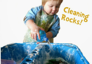 清理岩石，幼儿感官游戏