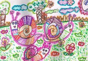 丰富多彩的线描画——蜗牛